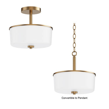 Maxim Lighting Fuller 2-Light Semi Flush/Pendant Convertible Natural Aged Brass