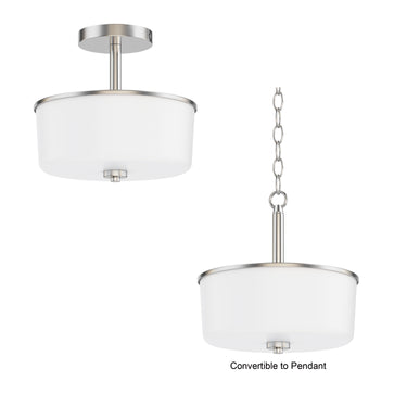 Maxim Lighting Fuller 2-Light Semi Flush/Pendant Convertible Satin Nickel