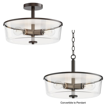 Maxim Lighting Fuller 3-Light Semi Flush/Pendant Convertible Black