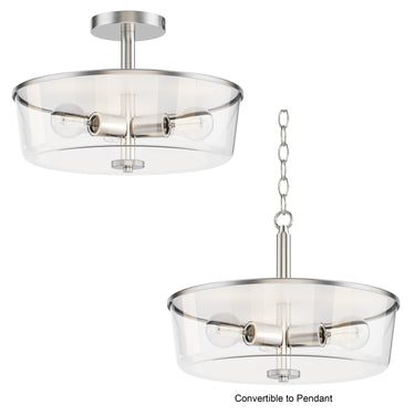 Maxim Lighting Fuller 3-Light Semi Flush/Pendant Convertible Satin Nickel