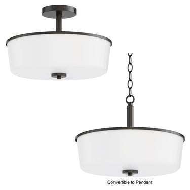 Maxim Lighting Fuller 3-Light Semi Flush/Pendant Convertible Black