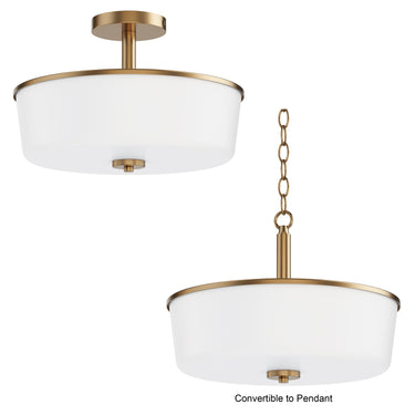 Maxim Lighting Fuller 3-Light Semi Flush/Pendant Convertible Natural Aged Brass