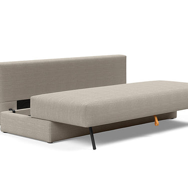 Osvald space-saving sleeper sofa in Kenya Gravel 579 fabric converting from sofa to queen bed