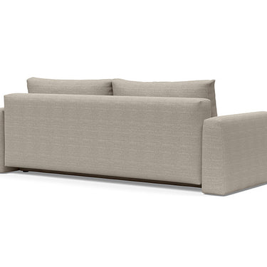 Innovation Living Cone queen sleeper sofa bed in 579 Kenya Gravel featuring Pocket Spring Dual mattress and integrated storage box.