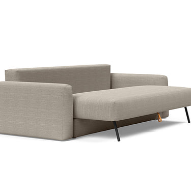 Convertible Cone Sofa Bed in 579 Kenya Gravel transforming into queen-size sleeper with storage for guest rooms and studio spaces.
