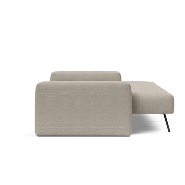 Innovation Living Cone queen sofa bed in 579 Kenya Gravel with soft Pocket Spring Dual mattress and under-seat bedding storage.