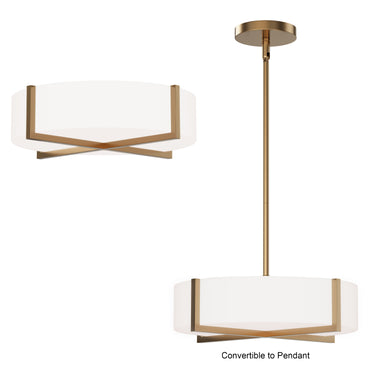 Maxim Lighting Dexter 15" LED Flush Mount/ Pendant Convertible Natural Aged Brass