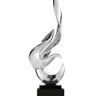 Finesse Decor Flame 65" Tall Floor Sculpture Chrome with Black Stand