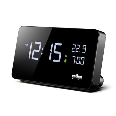 Angled view · Braun BC20 Bluetooth Digital Alarm Clock, Black