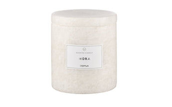 Mora – Moonbeam Marble Small stone candle, product photo | FRABLI by studio blomus