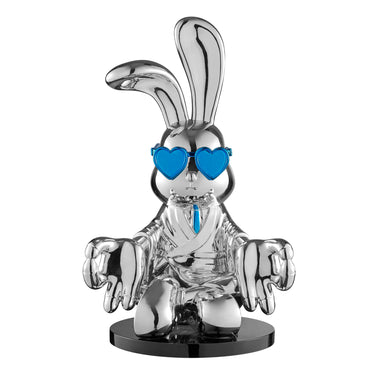 Finesse Decor Sitting Rabbit with Blue Tie and Glasses