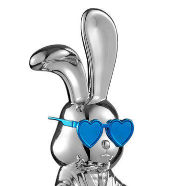 Finesse Decor Sitting Rabbit with Blue Tie and Glasses