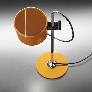 Oluce Mini Coupé designer table lamp with chrome stem and metal base