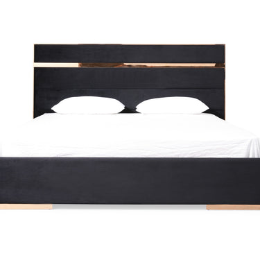 Nova Domus Cartier Black Velvet & Rosegold Bed