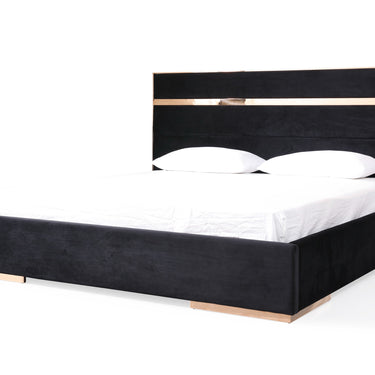 Nova Domus Cartier Black Velvet & Rosegold Bed