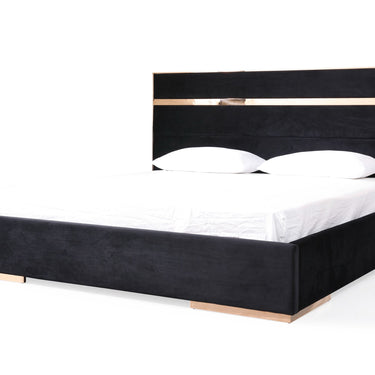 California King Nova Domus Cartier Black Velvet & Brushed Bronze Bed