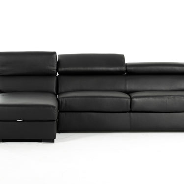 Lamod Italia Sacha Black Leather Reversible Sectional Bed with Storage
