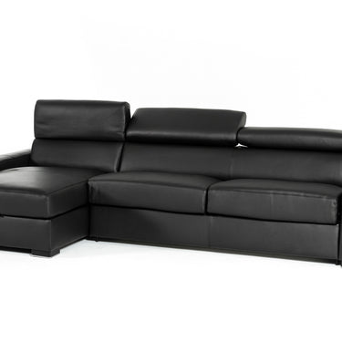 Lamod Italia Sacha Black Leather Reversible Sectional Bed with Storage