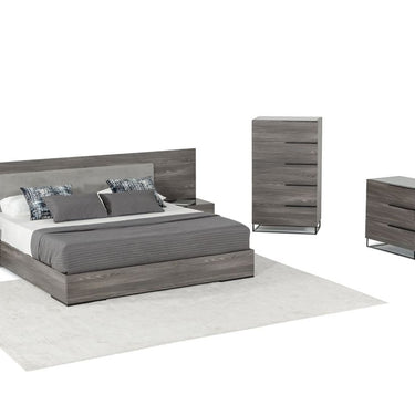 California King Nova Domus Enzo Italian Grey Oak & Fabric Bedroom Set