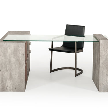Nova Domus Boston Glass & Faux Concrete Reversible Desk