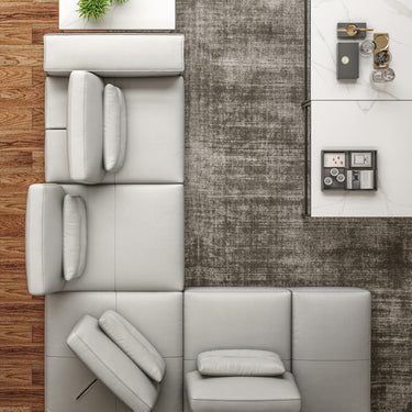 Accenti Italia Enjoy Italian Light Grey Leather Left Facing Sectional Sofa