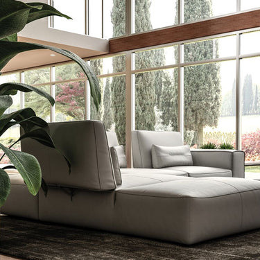 Accenti Italia Enjoy Italian Light Grey Leather Left Facing Sectional Sofa