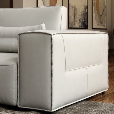 Accenti Italia Enjoy Italian Light Grey Leather Left Facing Sectional Sofa
