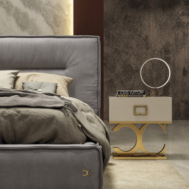 Lamod Italia Hollywood Italian Grey Leather Bed