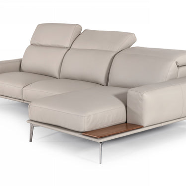 Lamod Italia Villeneuve Italian Light Grey Leather Right Facing Sectional Sofa