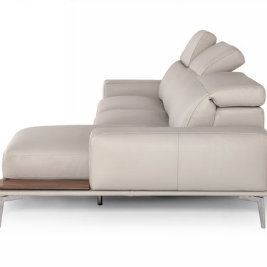 Lamod Italia Villeneuve Italian Light Grey Leather Right Facing Sectional Sofa