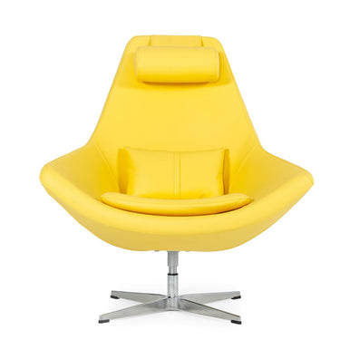 Modern Kenora Yellow Eco-Leather Accent Chair 