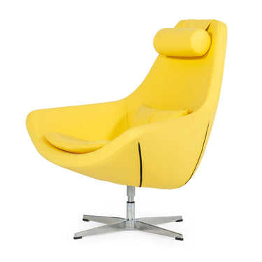 Modern Kenora Yellow Eco-Leather Accent Chair 