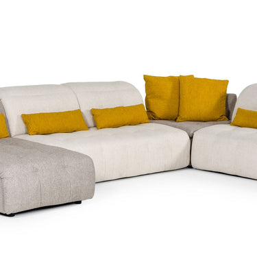 David Ferrari Natura Italian Light Taupe Fabric Sectional with Manual Recliner
