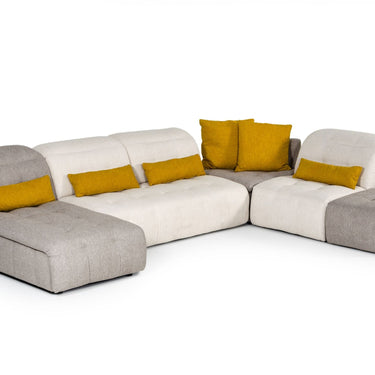 David Ferrari Natura Italian Light Taupe Fabric Sectional with Manual Recliner