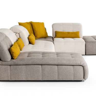 David Ferrari Natura Italian Light Taupe Fabric Sectional with Manual Recliner