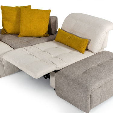 David Ferrari Natura Italian Light Taupe Fabric Sectional with Manual Recliner