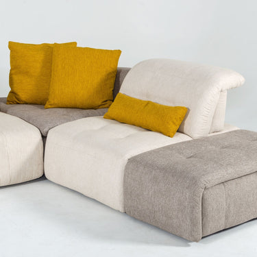 David Ferrari Natura Italian Light Taupe Fabric Sectional with Manual Recliner