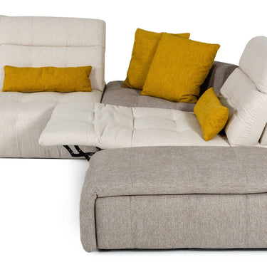 David Ferrari Natura Italian Light Taupe Fabric Sectional with Manual Recliner