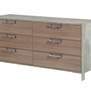 Nova Domus Boston Brown Oak & Brushed Stainless Steel Dresser