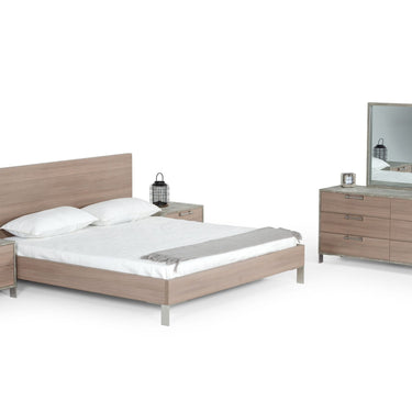 Nova Domus Boston Brown Oak & Brushed Stainless Steel Bed