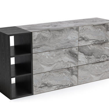 Nova Domus Maranello Grey Wash & Faux Marble Dresser