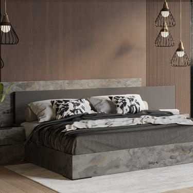 Nova Domus Ferrara Volcano Oxide Grey Bed with Nightstands