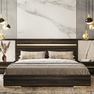 Nova Domus Velondra Eucalypto Marble Bed with Two Nightstands