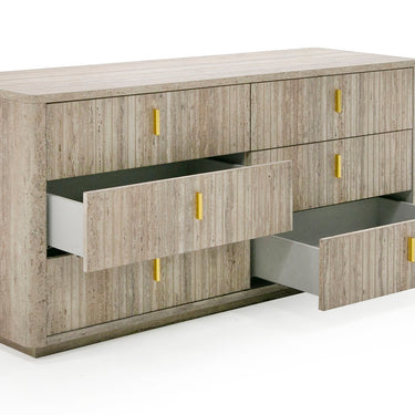 Nova Domus Roma Faux Travertine Gold Dresser