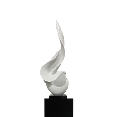 Finesse Decor Flame 65" Tall Floor Sculpture White With Gray Stand