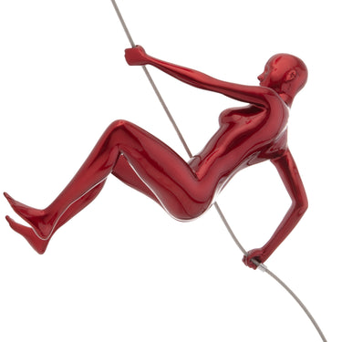 Finesse Decor Climbing Woman 8" Wall Sculpture Metallic Red