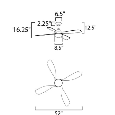 Maxim Lighting Bola 52" Indoor Fan w LED Light Kit Walnut/Black