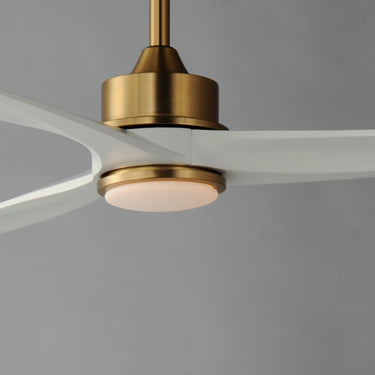 Maxim Lighting Woodwind 52" Solid Wood Blade Fan w LED Light Kit Natural Aged Brass