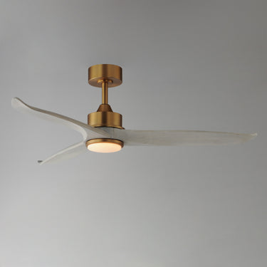 Maxim Lighting Woodwind 52" Solid Wood Blade Fan w LED Light Kit Natural Aged Brass