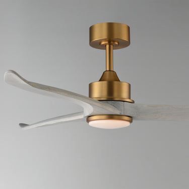 Maxim Lighting Woodwind 52" Solid Wood Blade Fan w LED Light Kit Natural Aged Brass